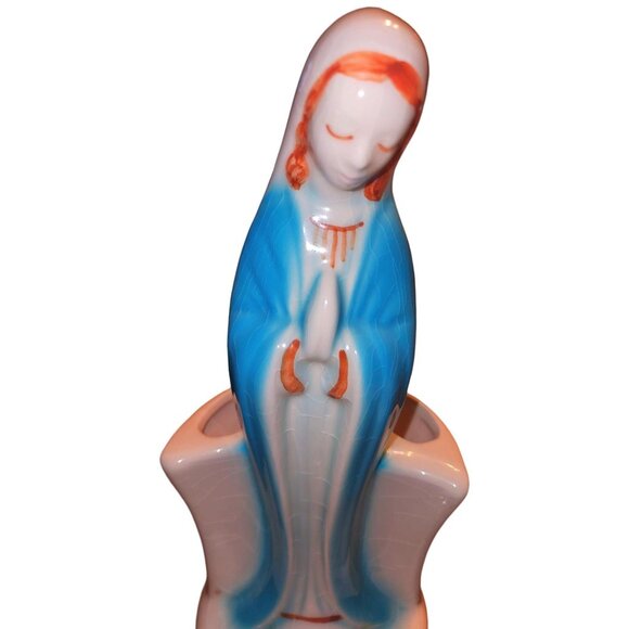 Vintage Ceramic Virgin Mary Planter Figurine - Picture 6 of 10